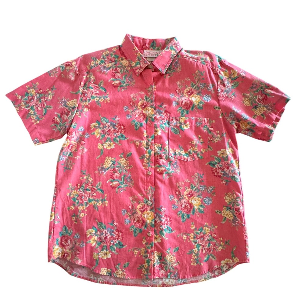 Vintage Shabby Chic Floral Button Down Shirt M Grannycore Cottagecore Artsy